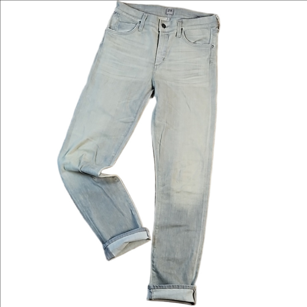 Citizens of Humanity Mandy High Waist Retro Slim Roll Up Light Grey Wash…